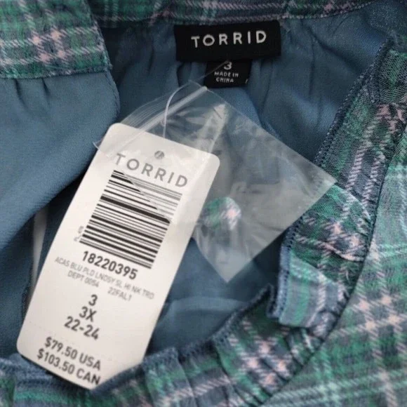 NEW! Torrid 3 XL Maxi Lindsay Hi-Low Tiered Maxi Dress Blue Plaid Sleeveless - Picture 2 of 7
